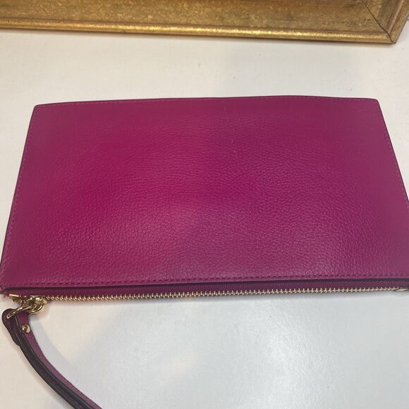 MICHAEL KORS MK Jet Set LG CLUTCH Zip Wristlet Wallet Pomegranate Purple Leather - Picture 4 of 12
